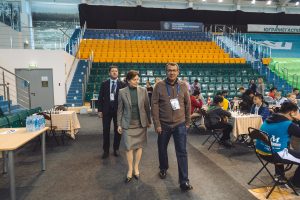 The governor of Ugra Natalia Komarova and the head of Ugra Chess Federation Vasily Filipenko